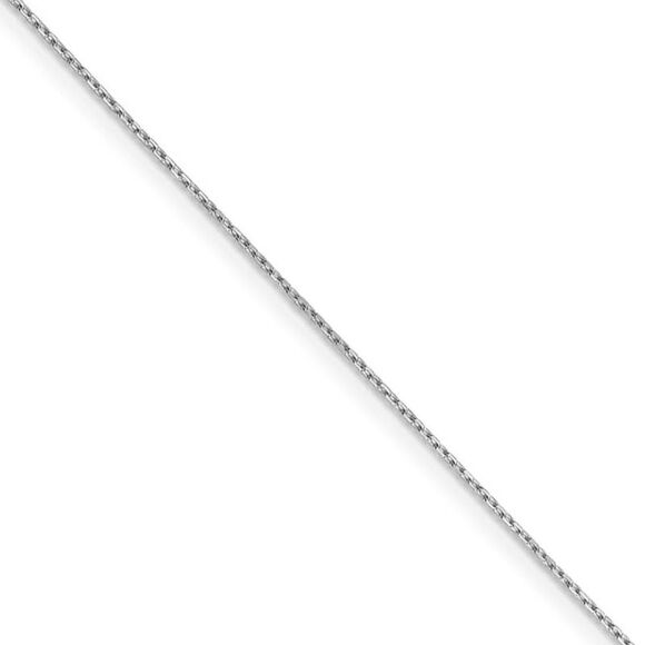 0.8mm, 10k White Gold, Diamond Cut Cable Chain Necklace, 16 Inch - Picture 1 of 8